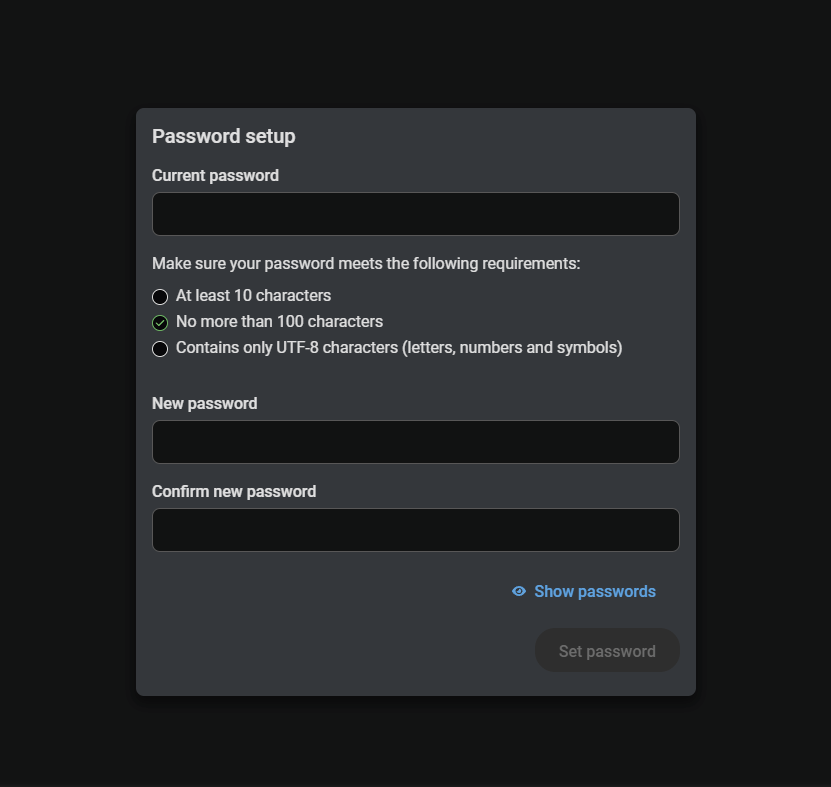 A screen with a password setup menu.

AI generated content