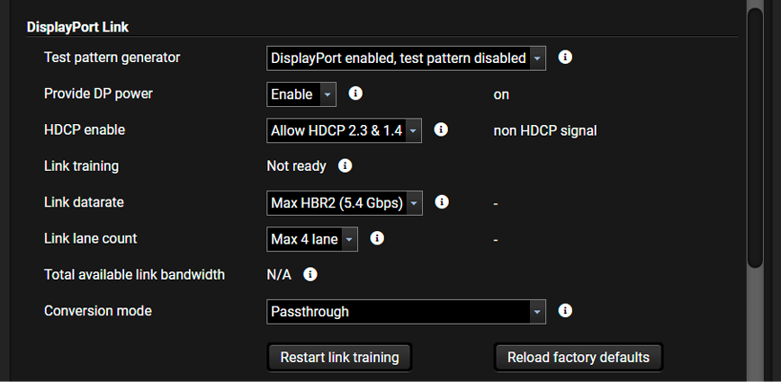 A screen with a menu for DisplayPort.

AI generated content