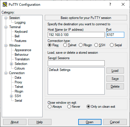 A computer screen with a configuration menu for a PUTTY session.

AI generated content