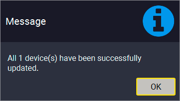 A message box with a blue icon and the text "All 1 device(s) have been successfully updated."

AI generated content