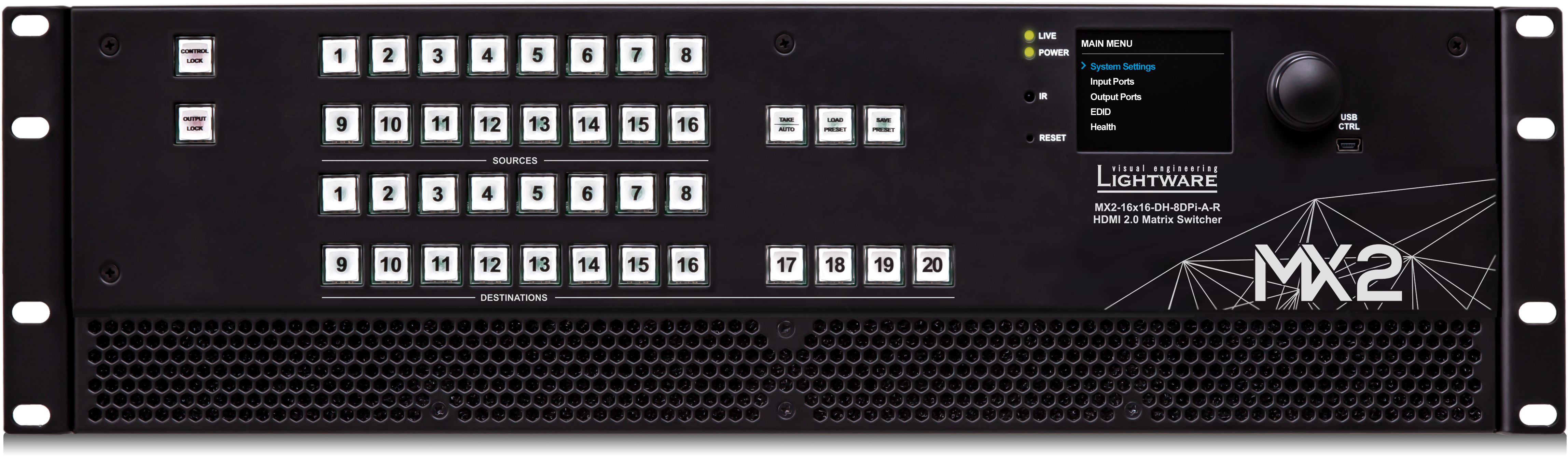 MX2-16x16-DH-8DPi-A-R | 4K Mixed DP & HDMI Matrix Switcher