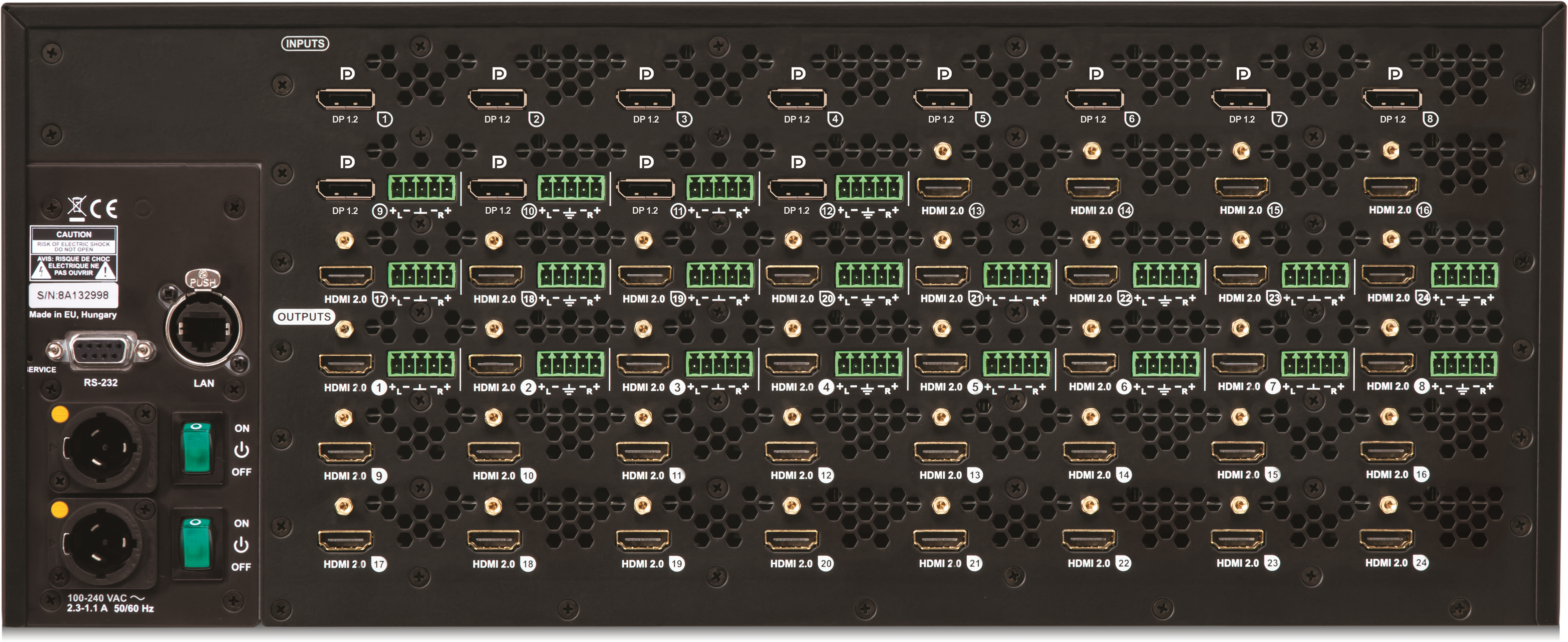 MX2-24x24-DH-12DPi-A-R | 4K Mixed DP & HDMI Matrix Switcher